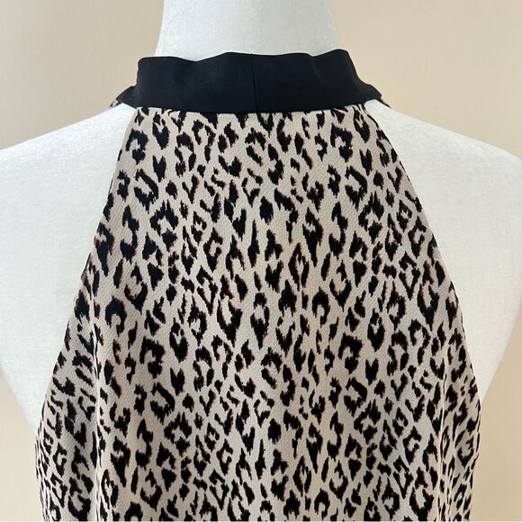 BCBGeneration Black & Tan Leopard Print Tie Neck Tank Top - Picture 7 of 9